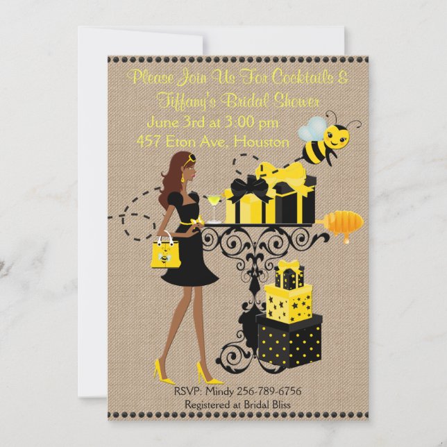 Bumble Bee Cocktail Keep Calm Bridal Shower Invite (Front)