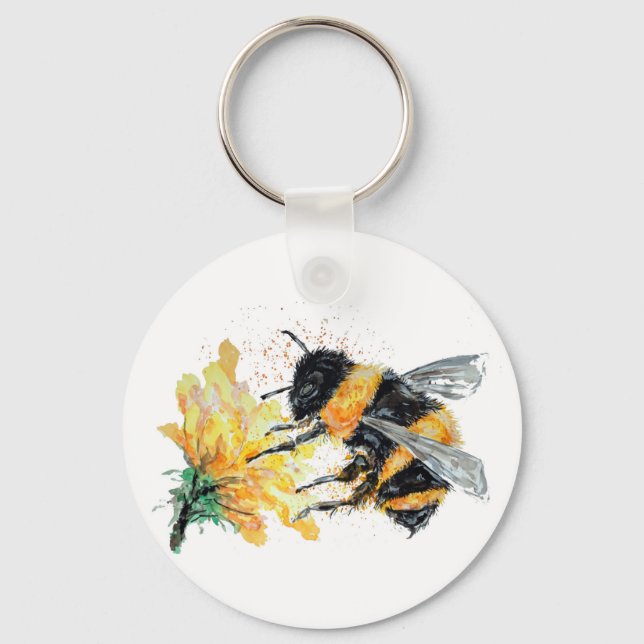 Bumble Bee collecting Pollen Keychain (Front)