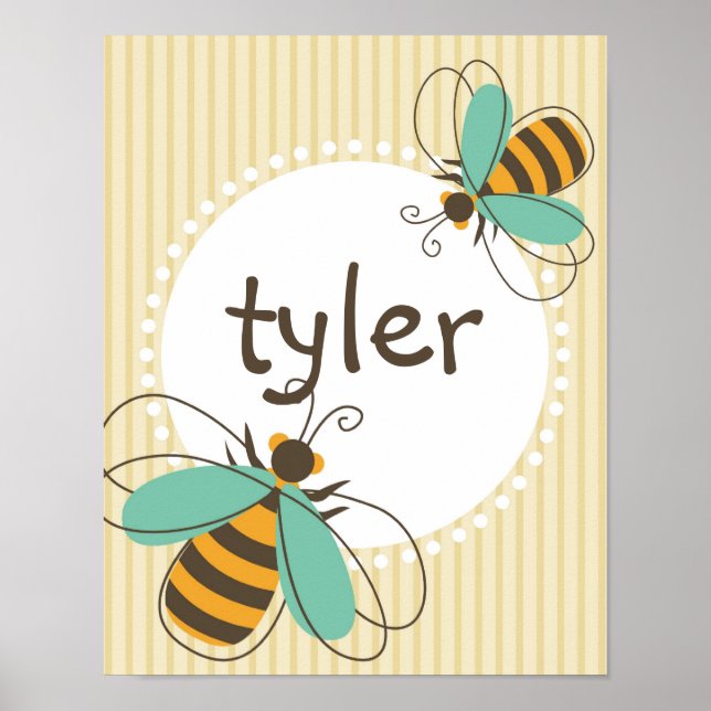 Bumble Bee Custom Name Kid Poster (Front)