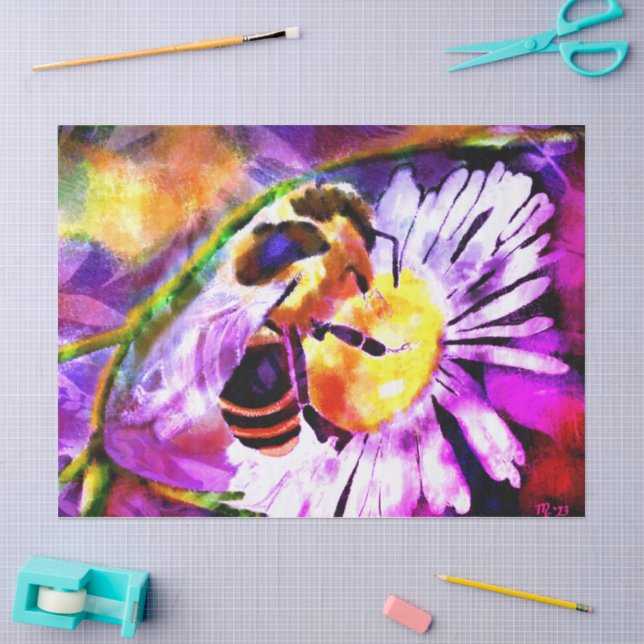 Bumble Bee Daisy Flower Garden Decoupage Tissue Paper (Craft)