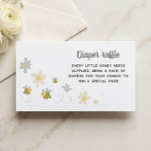 Bumble Bee Diaper Raffle Cards – Bee Baby Shower