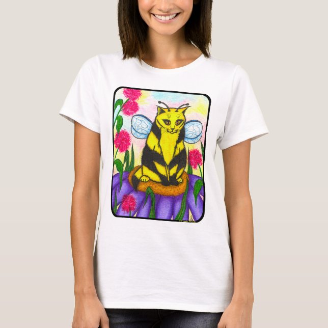 Bumble Bee Fairy Cat Fantasy Art Shirt (Front)