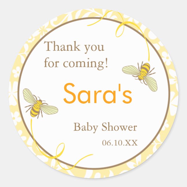 Bumble Bee Favour Sticker or Address Label (Front)