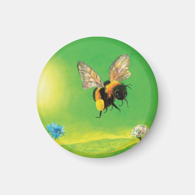 Bumble bee flying illustration  magnet (Front)