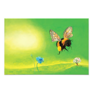 Bumble bee flying illustration photo print