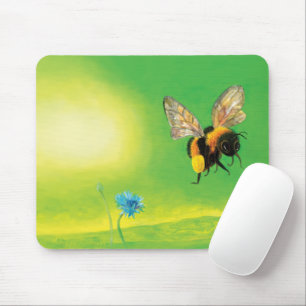 Bumble bee flying over a meadow Illustration Mouse Pad