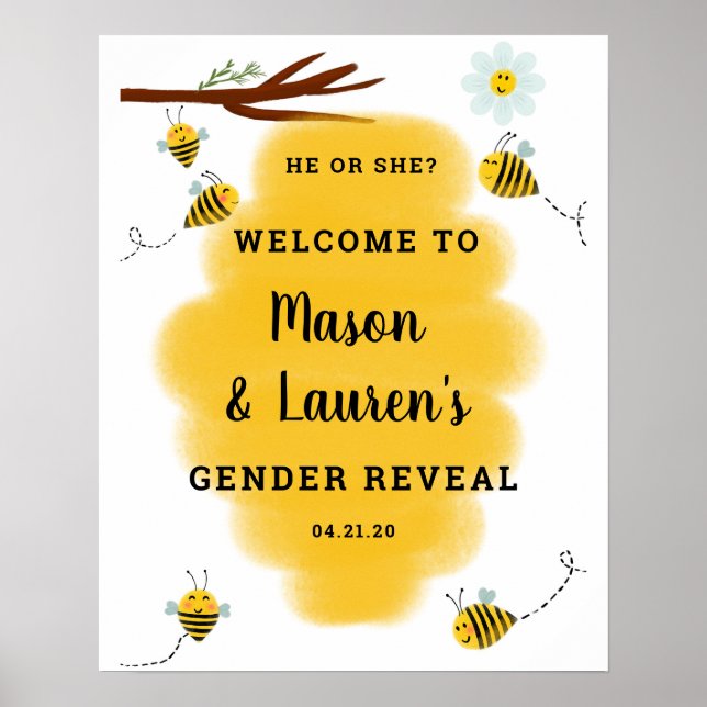 Bumble Bee Genre Révéler Affiche de bienvenue Post (Devant)