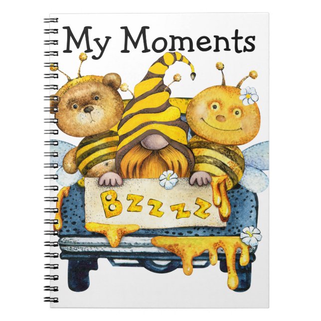 Bumble Bee, Gnome, Bear Spiral Notebook Photobook (Front)