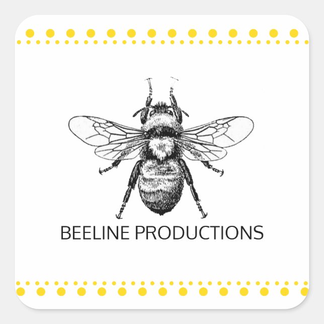 Bumble Bee Gold Square Sticker (Front)