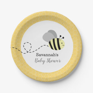 Bumble Bee Grey and Yellow Custom Paper Plate