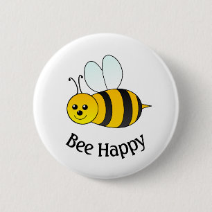 Bumble Bee Happy 2 Inch Round Button