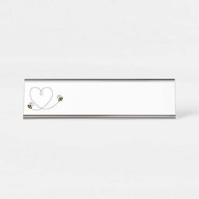 Bumble Bee Heart Desk Name Plate (Front)