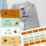 Bumble Bee Honey and Green Clothing<br><div class="desc">Honey bee themed personalized kids name labels - waterproof clothing labels which you can customize with up to 4 different names. The neutral colour collection in shades of honey, white and green is perfect if you want to colour code for your boys and/or girls. The stickers are decorated with bumble...</div>