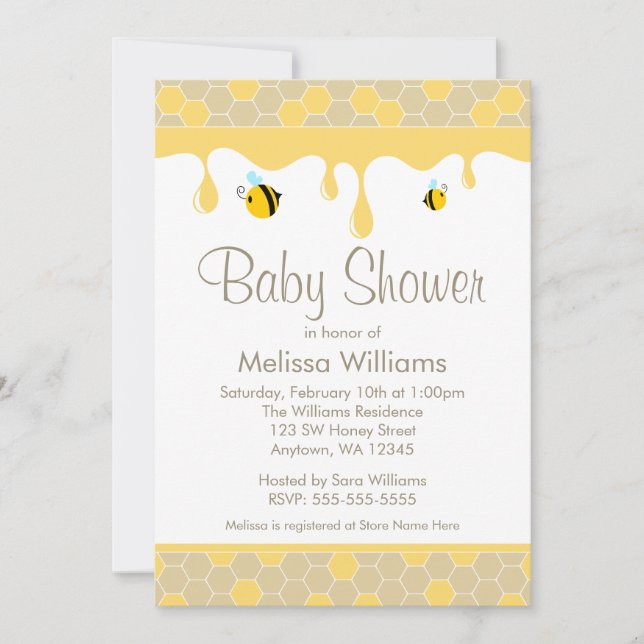 Bumble Bee Honey Bébé Shower Invitations (Devant)