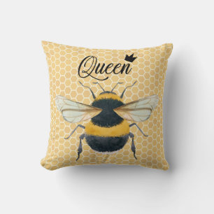 Bumble Bee Honeybee Queen Bee Throw Pillow