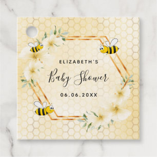 Bumble bee honeycomb tropical florals baby shower favour tags