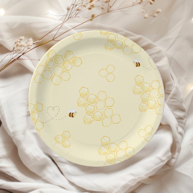 Bumble bee honeycombs birthday paper plate (Creator Uploaded)