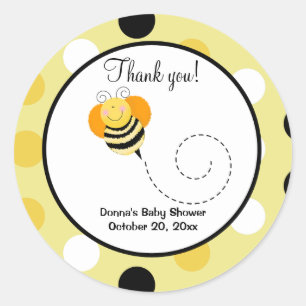 Bumble Bee Hop Bee Sticker Faveur Rond - Polkadot