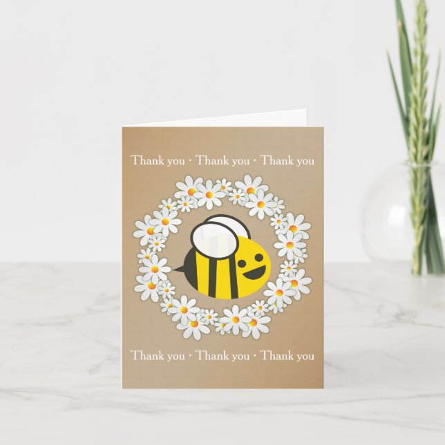 Bumble Bee In A Daisy Wreath Birthday Thank You (Front)