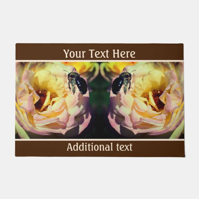 Bumble Bee In Flight Nature Personalized Doormat (Front)