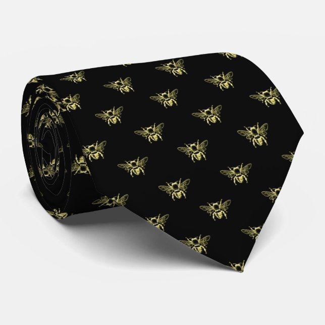Bumble Bee in Gold Your Background Colour Tie (Rolled)
