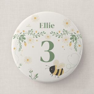 Bumble Bee Kid's Birthday Age Keepsake Badge 4 Inch Round Button
