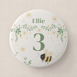 Bumble Bee Kid's Birthday Age Keepsake Badge 4 Inch Round Button