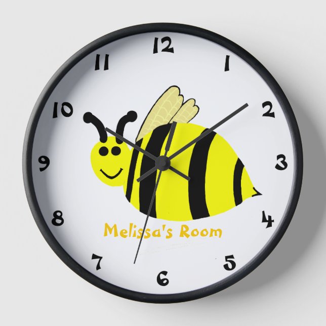 Bumble Bee Kids Numbered Wall Clock CUSTOMIZE IT (Front)