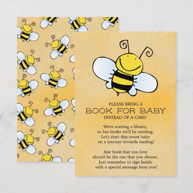 Bumble Bee Neutral Baby Shower Book for Baby Invitation (Front/Back)