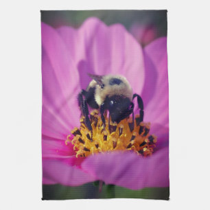 Bumble Bee On Cosmos Flower  Kitchen Towel