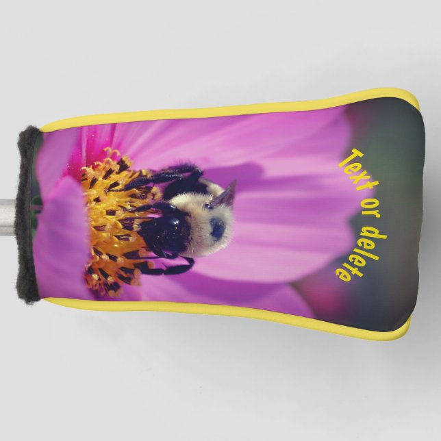 Bumble Bee On Cosmos Flower Personalized Golf Head Cover (Front)