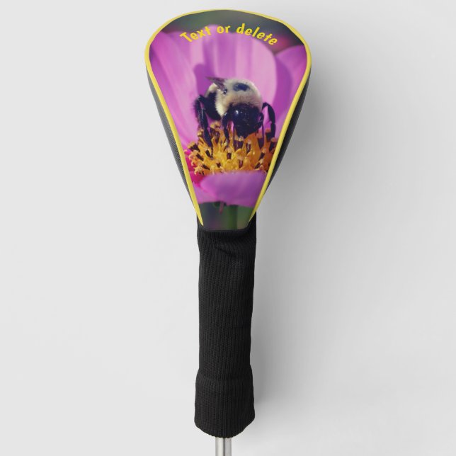 Bumble Bee On Cosmos Flower Personalized Golf Head Cover (Front)