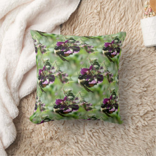 Bumble Bee On Flower Nature Throw Pillow