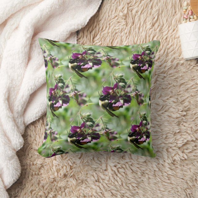 Bumble Bee On Flower Nature Throw Pillow (Blanket)