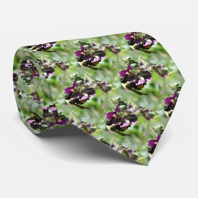 Bumble Bee On Flower Nature Tie (Rolled)