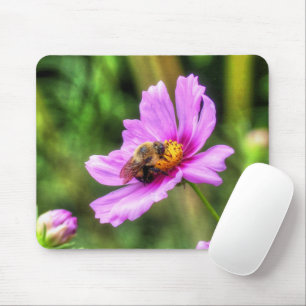 Bumble Bee on Pink Cosmos Mouse Pad