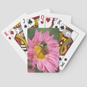 Bumble Bee On Pink Daisy Flower #2 Nature  Playing Cards