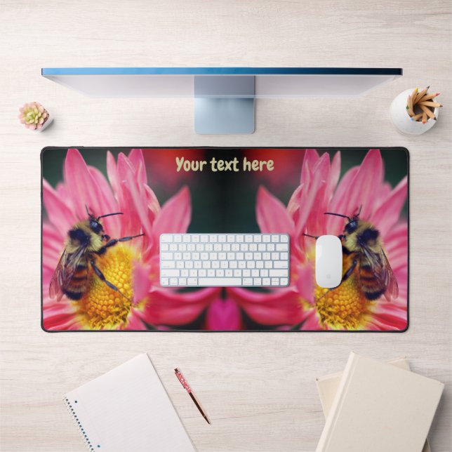 Bumble Bee On Pink Daisy Flower Personalized  Desk Mat (Office 1)