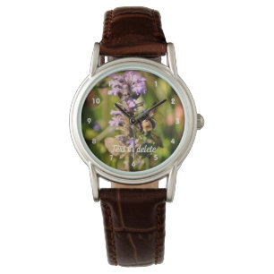 Bumble Bee On Purple Flower Personalized  Watch