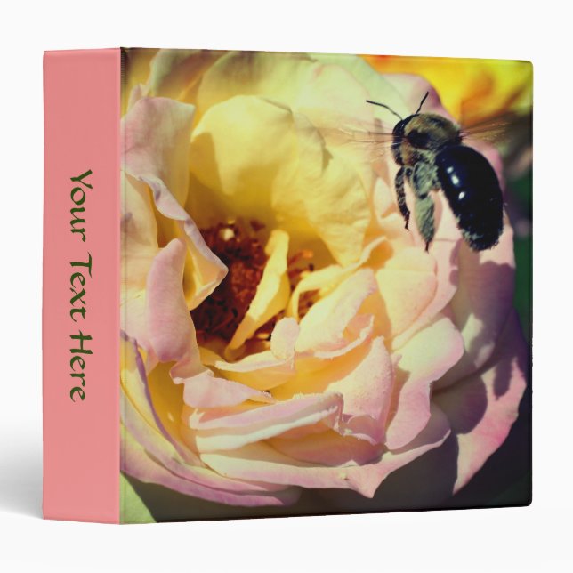 Bumble Bee On Rose Nature Personalized Binder (Front/Spine)