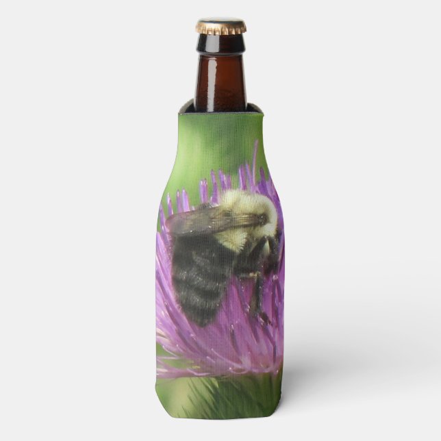 Bumble Bee On Thistle Bottle Cooler (Bottle Front)