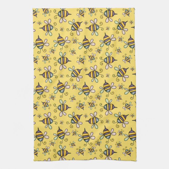 Bumble Bee Pattern Kitchen Towel (Vertical)