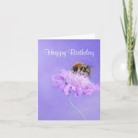 Bumble Bee Perched on a Pink Flower Happy Birthday