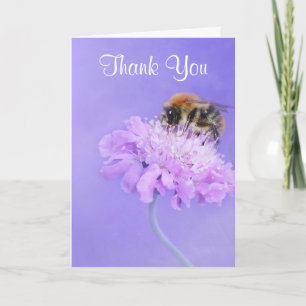 Bumble Bee Perched on a Pink Flower Thank You Card