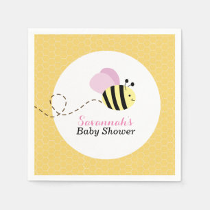 Bumble Bee Pink Wings Custom Napkins