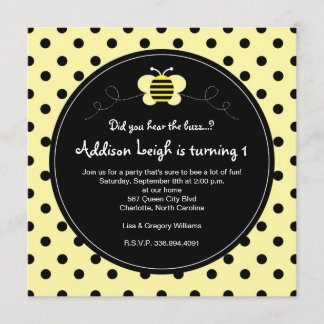 Bumble Bee Pois - Invitation d'anniversaire