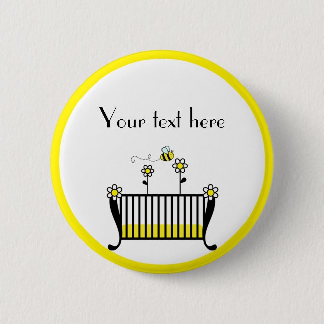 Bumble Bee Polka Dot Baby Shower 2 Inch Round Button (Front)