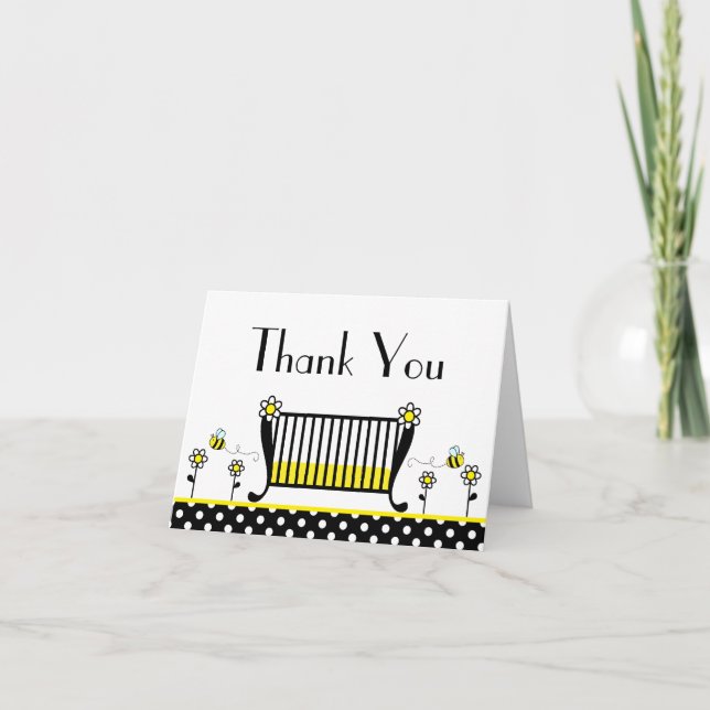 Bumble Bee Polka Dot Baby Shower Thank You Card (Front)