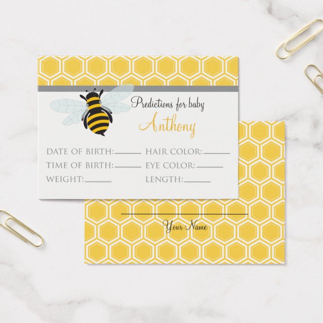Bumble Bee Predictions Baby Shower Card Large (Office)