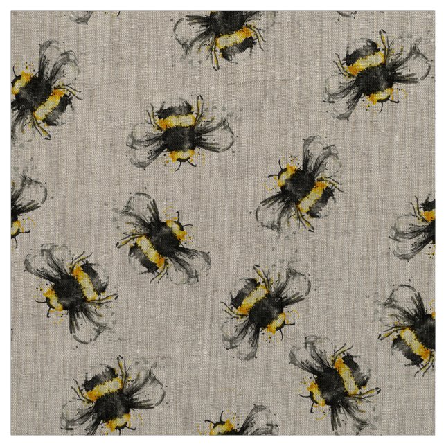 Bumble Bee Print Fabric - Natural (Swatch)